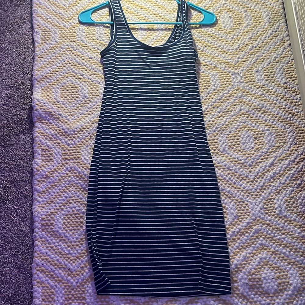 Blue and white dress